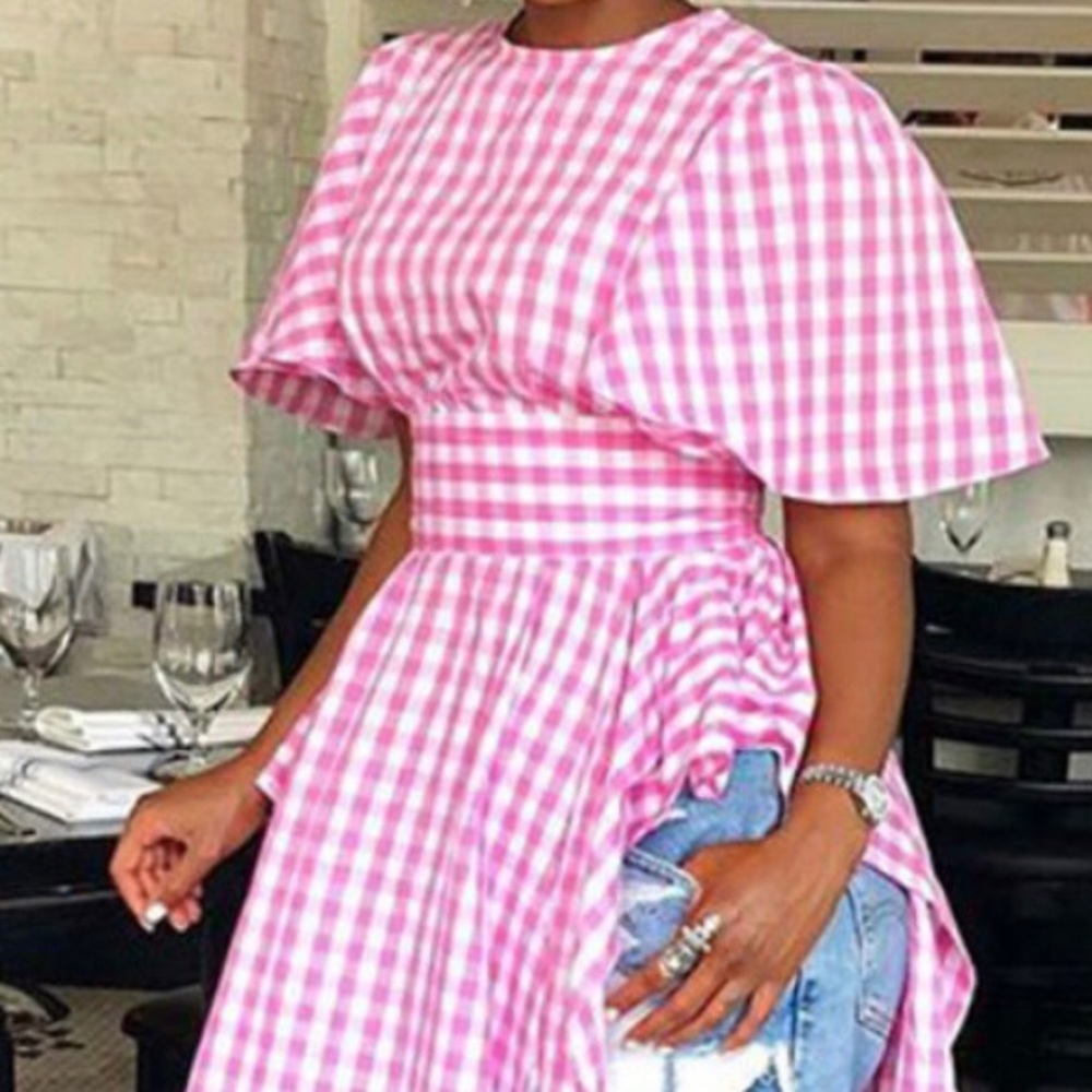 Checkered print long shirt - new without tag